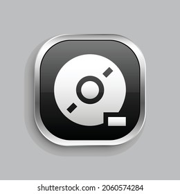 disc remove icon design. Glossy Button style rounded rectangle isolated on gray background.. Vector illustration