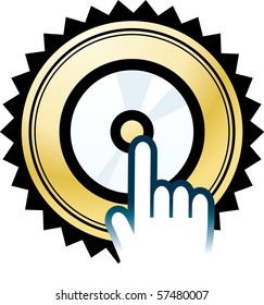 botón de icono de signo de disco