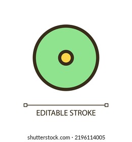 Disc storage pixel perfect RGB color ui icon. Data record device. Simple filled line element. GUI, UX design for mobile app. Vector isolated pictogram. Editable stroke. Arial font used