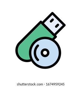 disc vector flat color icon 