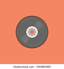 disc vector flat colour iconw