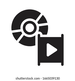 icono plano de glifo vectorial de disco 