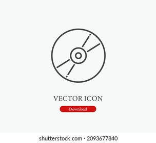 Disc vector icon. Editable stroke. Symbol in Line Art Style for Design, Presentation, Website or Apps Elements, Logo. Pixel vector graphics - Vector