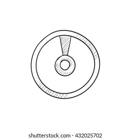Icono de esbozo del vector de disco aislado en el fondo. Icono de disco dibujado a mano. Icono de esbozo de disco para infografía, sitio web o aplicación.