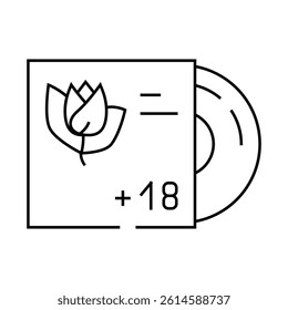disc vinyl with rap line icon vector. disc vinyl with rap sign. isolated contour symbol black illustration