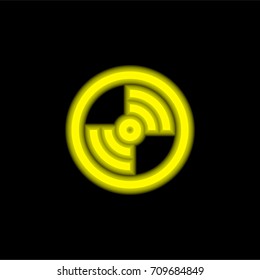 Disc yellow glowing neon ui ux icon. Glowing sign logo vector