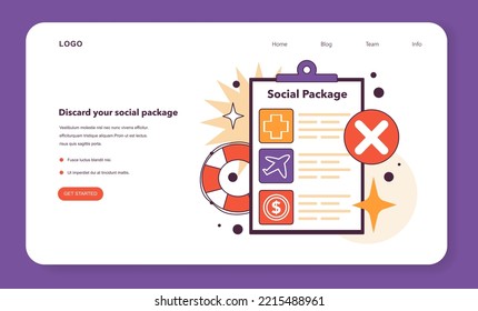 Discard your social package web banner or landing page. Effective financial optimization for entrepreneur in conditions of economic stagnation. Business-saving actions. Flat vector illustration
