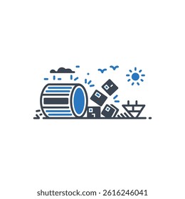 Discarded Items Icon On White Background