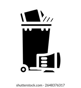 notebooks descartados monitores e resíduos ícone de glifos de poluição vetor. notebooks descartados monitores e sinal de poluição. símbolo isolado ilustração