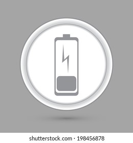 discharged battery, circle grey icon with a shadow.