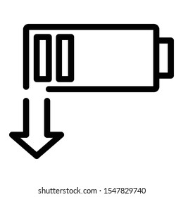 Discharged battery icon. Outline discharged battery vector icon for web design isolated on white background
