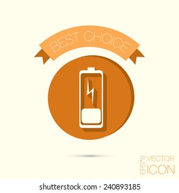 discharged battery. symbol a discharged battery. icon energy