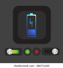 discharged battery. symbol a discharged battery. icon energy