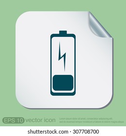 discharged battery. symbol a discharged battery. icon energy