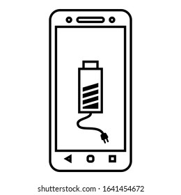 Discharged, empty and fully charged battery smartphone icon vector symbol illustrator. Set B.