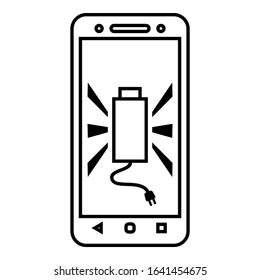 Discharged, empty and fully charged battery smartphone icon vector symbol illustrator. Set B.