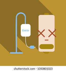 Discharged and fully charged battery smartphone - vector infographic. Isolated on white background