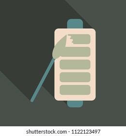 Discharged and fully charged battery smartphone - vector infographic. Isolated on white background