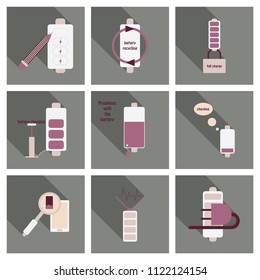 Discharged and fully charged battery smartphone - vector infographic. Isolated on white background