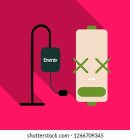 Discharged and fully charged battery smartphone - vector infographic. Isolated on white background