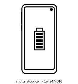 Discharged and fully charged battery smartphone icon vector symbol illustrator. Set D.