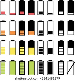 Discharged and fully charged battery smartphone vector icon infographic. 