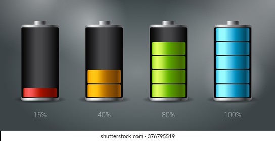 Discharged and fully charged battery smartphone - vector infographic. 