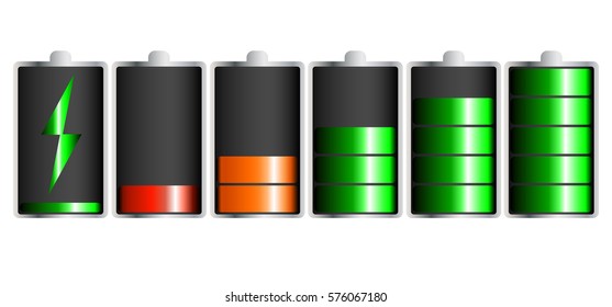 Discharged and fully charged battery smartphone - vector infographic. Isolated on white background