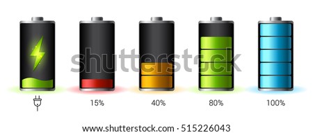 Discharged and fully charged battery smartphone - vector infographic. Isolated on white background