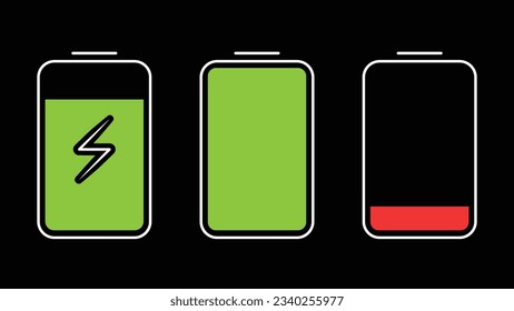 Discharged and fully charged battery. vector illustration
