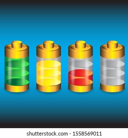Discharged and fully charged battery of your smartphone on an isolated background. Vector image. eps 10
