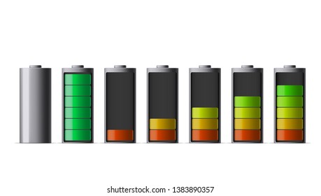 Discharged And Fully Charged Smartphone Battery Set. EPS10 Vector