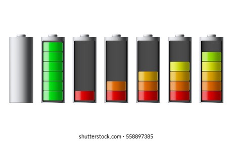 Discharge and Full Charge Smartphone Battery Set. EPS10-Vektorgrafik