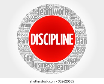 DISCIPLINE circle word cloud, business concept