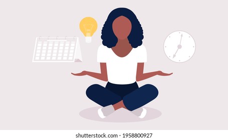 Discipline concept. Time management concept. Vector illustration in a flat style