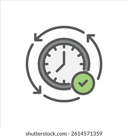 discipline filled outline icon. time control color line illustration.
