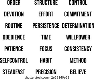 Discipline and Focus Motivational Words Set
