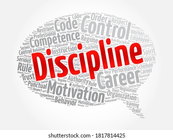 Discipline message bubble word cloud collage, concept background