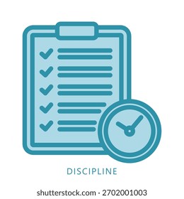 Mini-Illustrationssymbol für Disziplin. Für moderne Konzeption, Print, UI, UX-Kit, Web- und App-Entwicklung. Vektor in Bezug auf Business Finance, Management und mehr