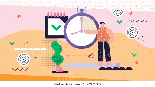 Discipline modern abstract concept vector illustration. Personal self control system. Target and deadline clock symbolic success lifestyle with productive time management and goal effort development.