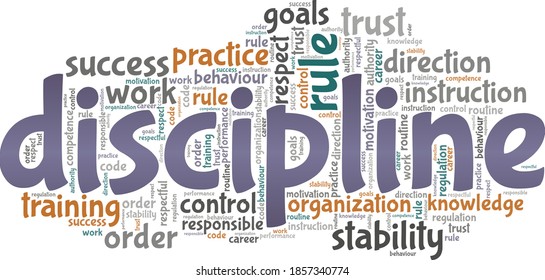 Discipline vector illustration word cloud isolated on a white background.