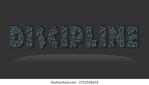 Disciplina palabra Web Anuncio. Afiche de piedra rota.
