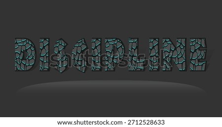 Discipline word web banner. Broken stone poster.