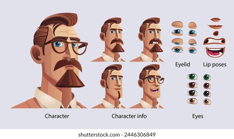 Hombre disciplinado
Conjunto de la emoción del hombre. Ilustración de estilo plano de Vector.