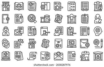 Disclaimer icons set outline vector. Defence waiver. House justice