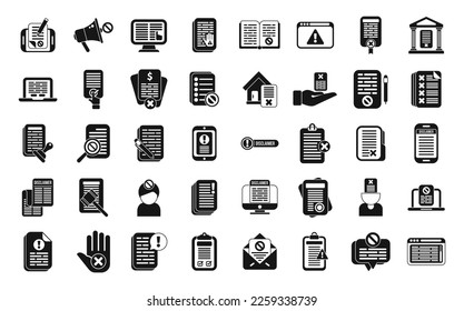 Disclaimer icons set simple vector. Waiver defence. Justice house