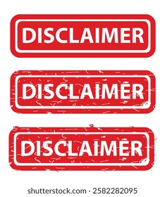 Disclaimer, rust dirty red simple rectangle vector rubber stamp
