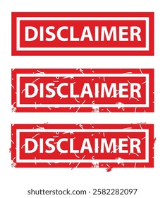 Disclaimer, rust dirty red simple rectangle vector rubber stamp