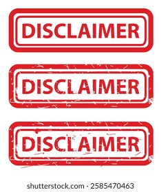 Disclaimer, rust dirty red simple rectangle vector rubber stamp