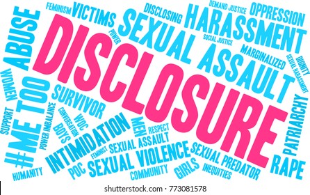 Disclosure word cloud on a white background. 
